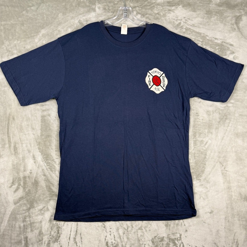 VTG Apparel Whiz Tokyo Fire Rescue Graphic T-Shirt Navy Blue Mens XL‎ Cotton
